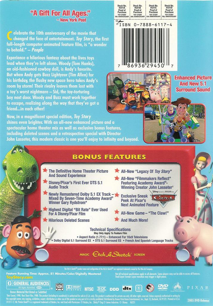 Disney Pixar Toy Story 10th Anniversary Edition 2 Disc Dvd