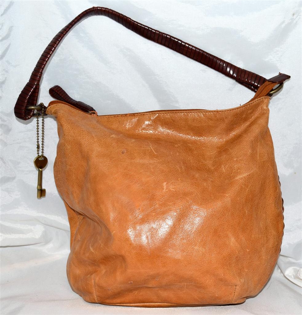 fossil tan leather purse