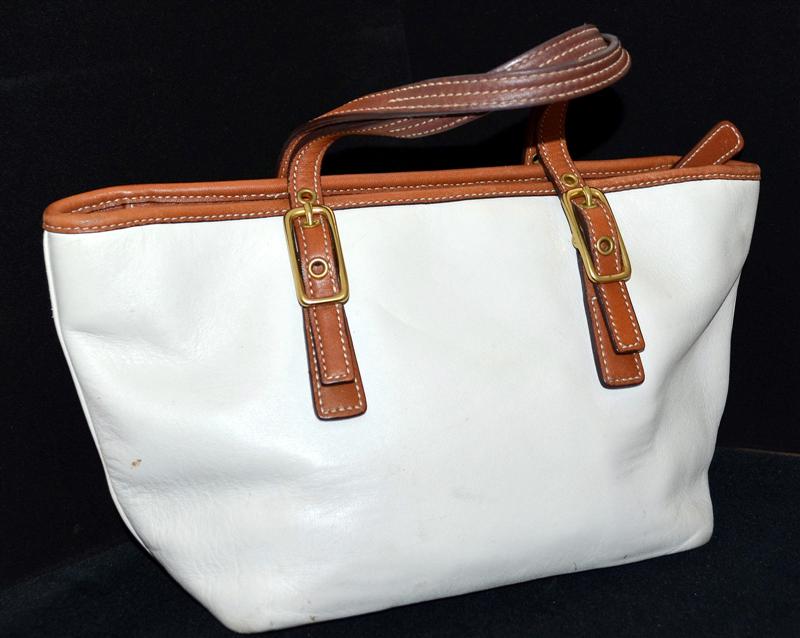 coach white and brown purse