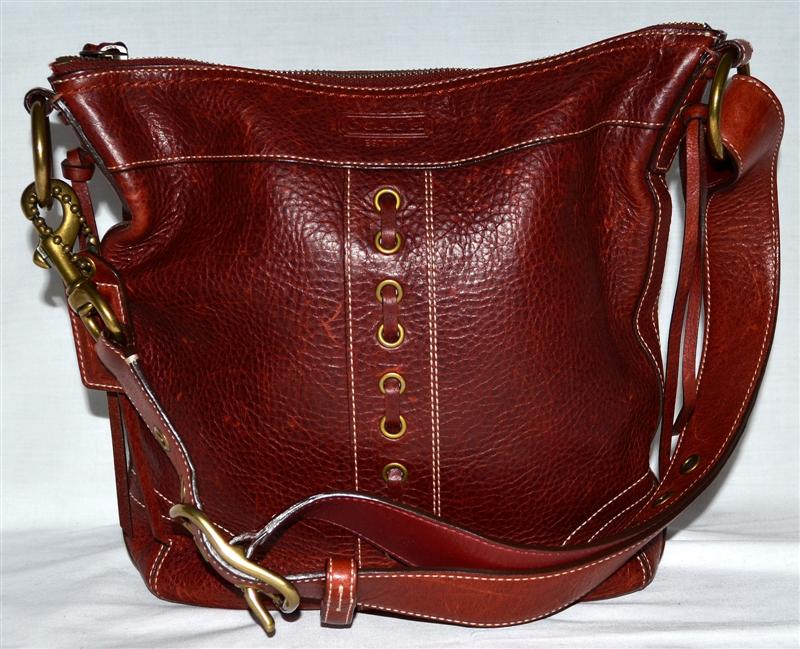 coach bag brown and red